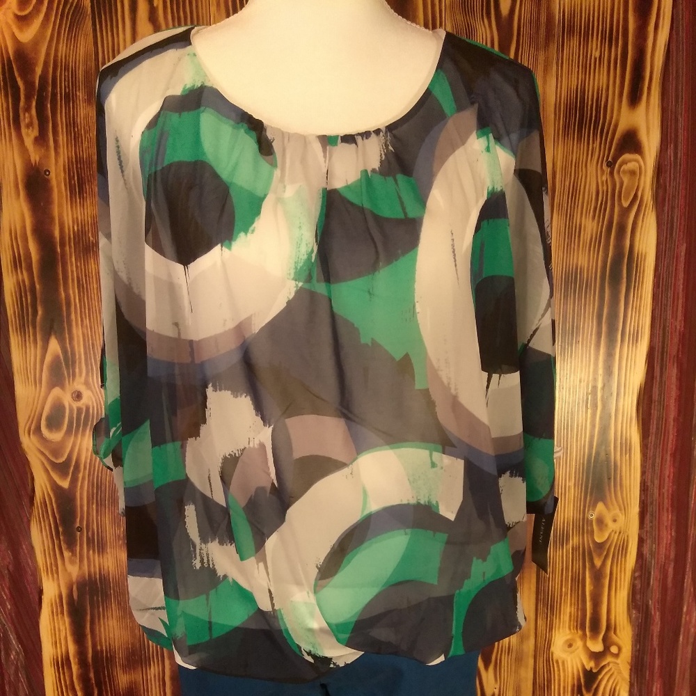 Alfani Printed Bubble-Hem Top